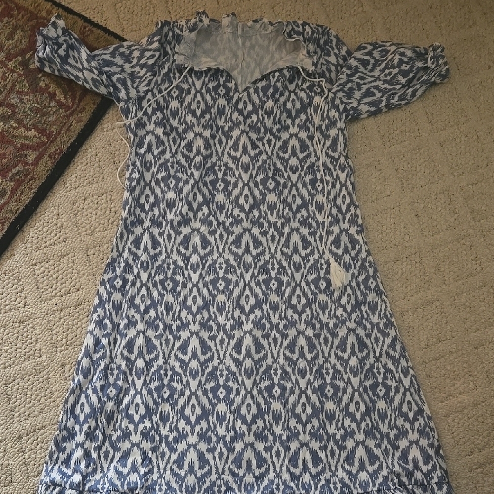 Blue and White Patterned Dress